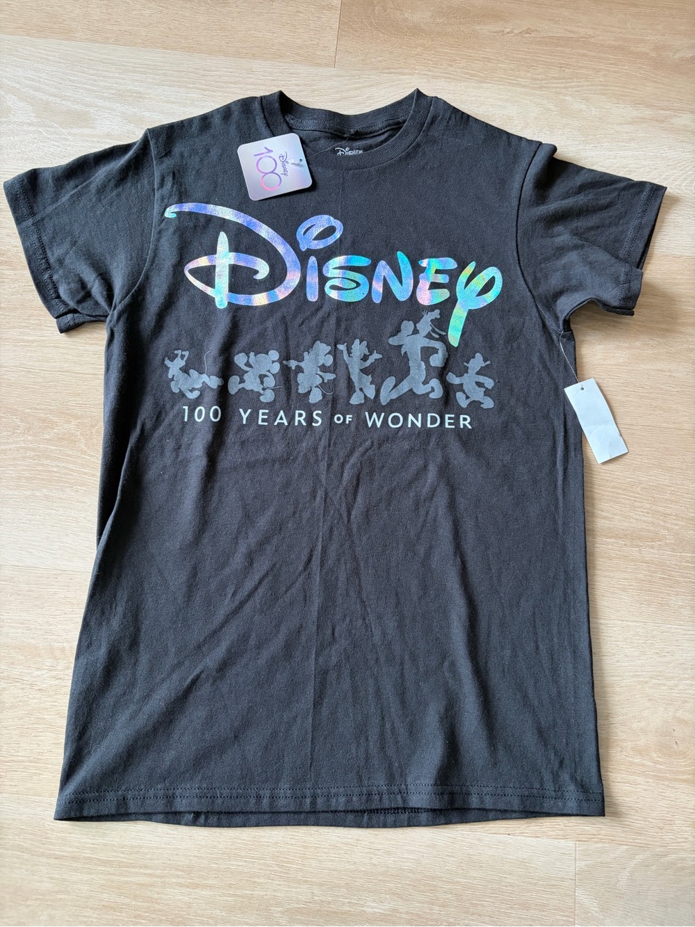 Disney100 100 Years of Wonder Holographic Disney Graphic Tee NWT S